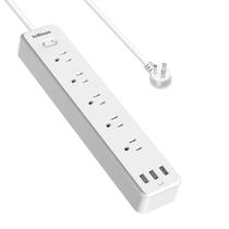 Protetor de sobretensão Power Strip JCBlaon de 6 pés com 3 portas USB brancas