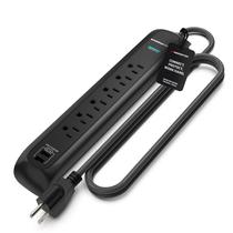 Protetor de sobretensão Power Strip Monster de 6 pés com 6 tomadas, 2 USB