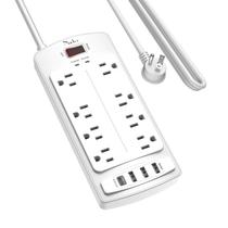 Protetor de sobretensão Power Strip Nuetsa 8 tomadas 4 portas USB branco