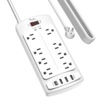 Protetor de sobretensão Power Strip Nuetsa 8 tomadas 4 portas USB branco