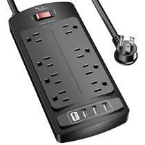 Protetor de sobretensão Power Strip Nuetsa 8 tomadas 4 portas USB