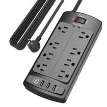 Protetor de sobretensão Power Strip Nuetsa 8 tomadas 4 portas USB