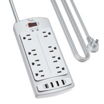 Protetor de sobretensão Power Strip Nuetsa com 8 tomadas e 4 portas USB