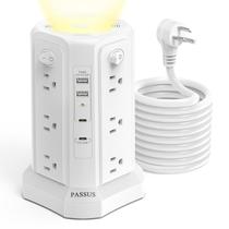 Protetor de sobretensão Power Strip PASSUS Long de 16 pés com portas USB