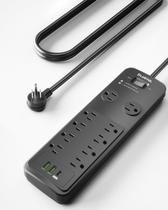 Protetor de sobretensão Power Strip PLUGTUL Cabo de 15 pés de 10 tomadas