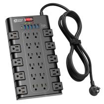 Protetor de sobretensão Power Strip SUPERDANNY de 10 pés com portas USB
