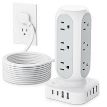 Protetor de sobretensão Power Strip TenTrend Tower 12 tomadas AC 8 USB