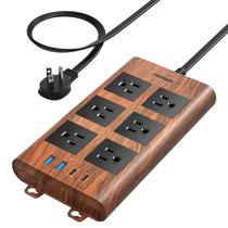 Protetor de sobretensão Power Strip TOPREK 6 tomadas 4 USB 6,5 pés