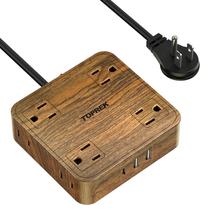 Protetor de sobretensão Power Strip TOPREK 8 tomadas 3 portas USB