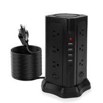 Protetor de sobretensão Power Strip Tower, 12 tomadas CA, 5 portas USB