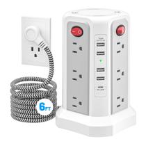 Protetor de sobretensão Power Strip Tower com PD20W USB-C 12 AC 5 USB