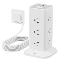 Protetor de sobretensão Power Strip Tower TESSAN de 15 pés com 12 AC 3 USB