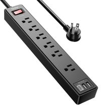 Protetor de sobretensão Power Strip Yintar 6 tomadas AC 3 portas USB