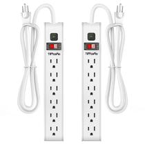 Protetor de sobretensão Tiffcofio 6 Outlet, cabo de 1,2 m, 600 J, branco, pacote com 2 unidades Protetor de sobretensão Tiffcofio 6 Outlet, cabo de 1,2 m, 600 J, branco, pacote com 2 unidades
