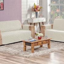 Protetor de sofá 2 e 3 lugares king impermeável palha/caqui dupla face - 7501 Protetor de sofá 2 e 3 lugares king impermeável palha/caqui dupla face - 7501