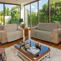 Protetor de Sofá 2 e 3 Lugares Plaza Dupla Face - Bege/Fend - Lavive Protetor de Sofá 2 e 3 Lugares Plaza Dupla Face - Bege/Fend - Lavive