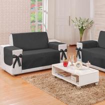 Protetor de Sofá 2 Lugares Elegance Dupla Face com Porta Objetos e Laços Decorativos - Dupla Face e Versátil Protetor de Sofá 2 Lugares Elegance Dupla Face com Porta Objetos e Laços Decorativos - Dupla Face e Versátil