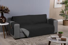 Protetor de sofá 3 lugares dupla face com porta objetos