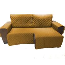 Protetor de sofá assento sem contar os braços 1,30 2 módulos retrátil e reclinável forrado com fixador para prender no e - Lucelia bordados