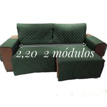 protetor de sofá assento sem contar os braços 2,20 2 módulos retrátil e reclinável forrado com fixador no encosto - Lucelia