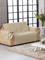 Protetor de sofa avulso 2 lugares com laço caqui