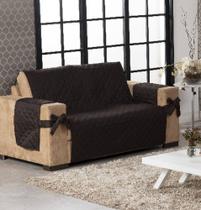 Protetor de sofa avulso 2 lugares com laço marrom