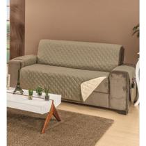 Protetor de Sofá Avulso King Manu para 2 Lugares Dupla Face Tecido Microfibra Kaqui Palha -