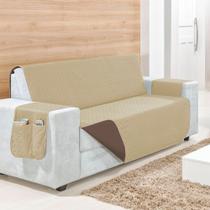 Protetor De Sofá Dupla Face 2 Lugares Elena Com Porta Objetos Microfibra