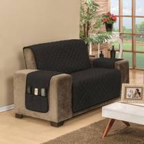 Protetor De Sofá Dupla Face Manu 2 Lugares - Preto- Cinza Protetor De Sofá Dupla Face Manu 2 Lugares - Preto- Cinza