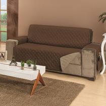 Protetor De Sofá Dupla Face Manu 3 Lugares - Cáqui/Marrom