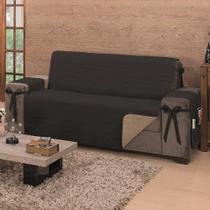 Protetor De Sofá Dupla Face Premium 2 E 3 Lugares King - Preto-cáqui