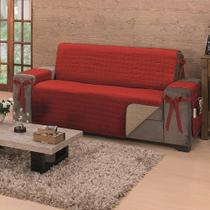 Protetor De Sofá Dupla Face Premium 2 E 3 Lugares King - Vermelho-cáqui