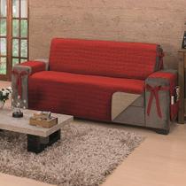 Protetor De Sofá Dupla Face Premium 3 Lugares - Vermelho-cáqui
