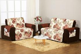 Protetor De Sofá Estampado Floral 3 E 2 Lugares 02 Peças