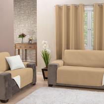 Protetor de Sofá Impermeável 2 e 3 Lugares Padrão Cáqui e Palha