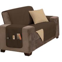 Protetor De Sofá Impermeável Dupla Face 2 Lugares Microfibra - Tabaco/caqui