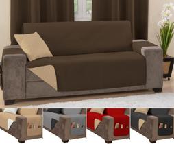 Protetor de sofá impermeavel ultrassonico king 2 lugares 1,2m marrom e caqui
