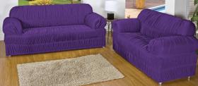 Protetor De Sofá Jogo 2e3 Lugares Capa Sofá Malha Protetora Roxo