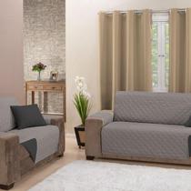 Protetor de Sofá Manu 2 e 3 Lugares Padrão Cinza e Preto