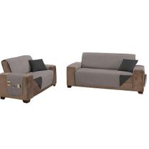 Protetor De Sofá Manu Dupla Face 2 E 3 Lugares Microfibra - Cinza/preto