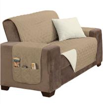 Protetor de Sofá Manu Dupla Face 2 Lugares King Microfibra - Cáqui/Palha