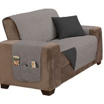Protetor de Sofá Manu Dupla Face 2 Lugares King Microfibra - Cinza/Preto