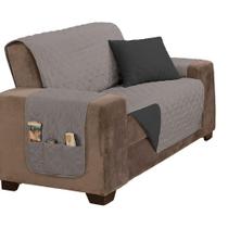 Protetor De Sofá Manu Dupla Face 2 Lugares Microfibra - Cinza/preto Protetor De Sofá Manu Dupla Face 2 Lugares Microfibra - Cinza/preto