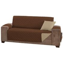 Protetor De Sofá Manu Dupla Face 3 Lugares Microfibra - Tabaco-caqui