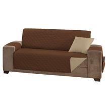 Protetor de Sofá Manu Dupla Face 4 Lugares King Microfibra - Tabaco/Cáqui