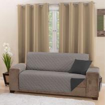 Protetor de Sofá Manu Dupla Face Padrão 4 Lugares Microfibra - Cinza/Preto