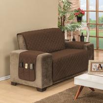 Protetor de Sofá Manu Padrão 2 Lugares Kaqui/Marrom Protetor de Sofá Manu Padrão 2 Lugares Kaqui/Marrom