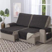 Protetor de Sofá Retrátil Capa 3 Lugares 1,80m de Assento Dupla Face Marrom e Bege