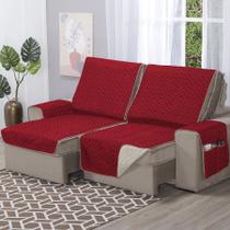 Protetor de Sofá Retrátil Capa 4 Lugares 2,40m de Assento Dupla Face Vermelho e Bege Protetor de Sofá Retrátil Capa 4 Lugares 2,40m de Assento Dupla Face Vermelho e Bege