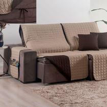 Protetor De Sofá Retrátil Com Amarril e Com Capas Almofada Tecido 400 Fios 2,40m - MR Enxovais